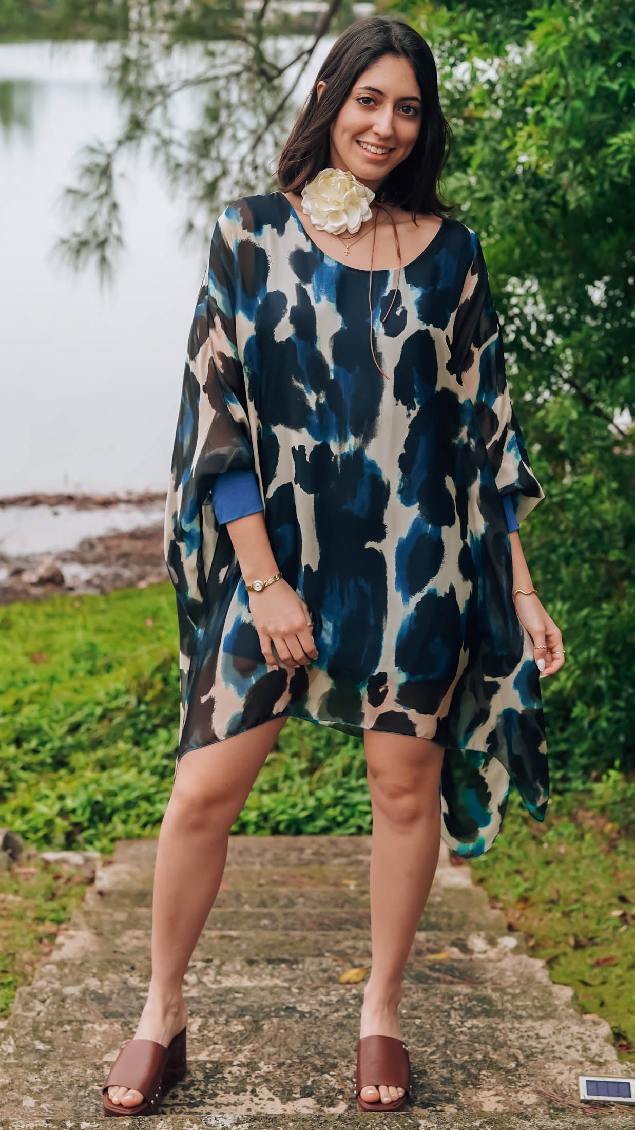 Printed silk tunic