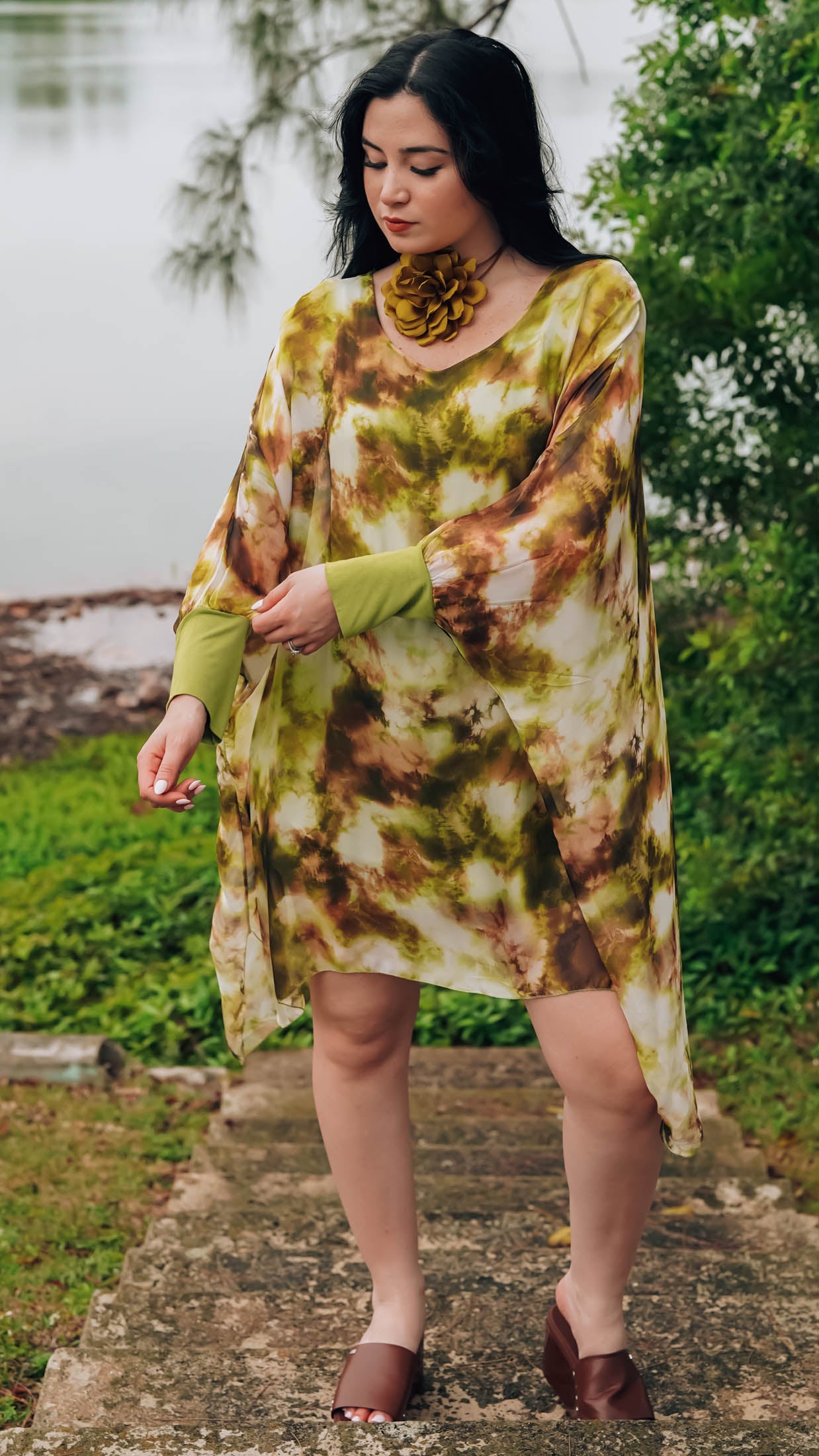 Printed silk tunic