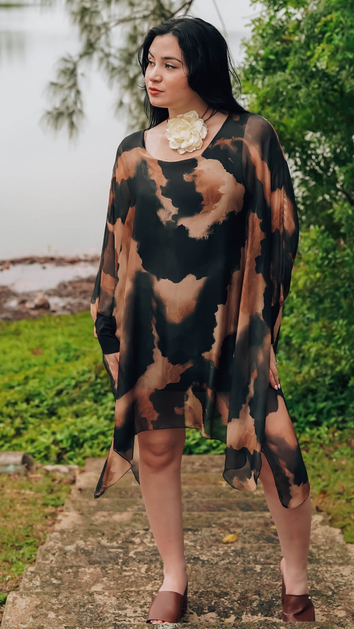 Printed silk tunic