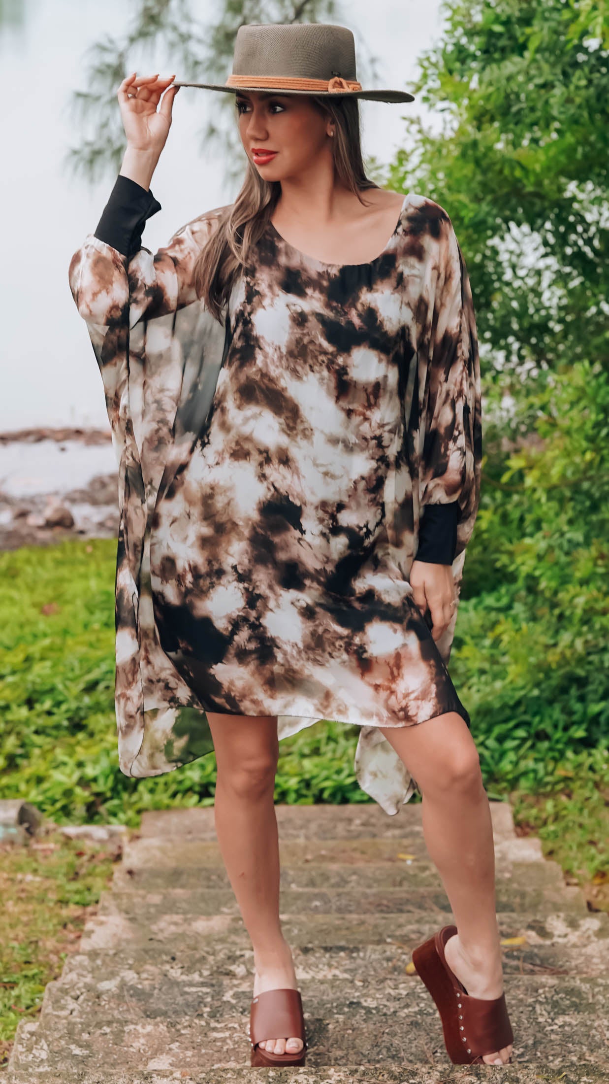 Printed silk tunic