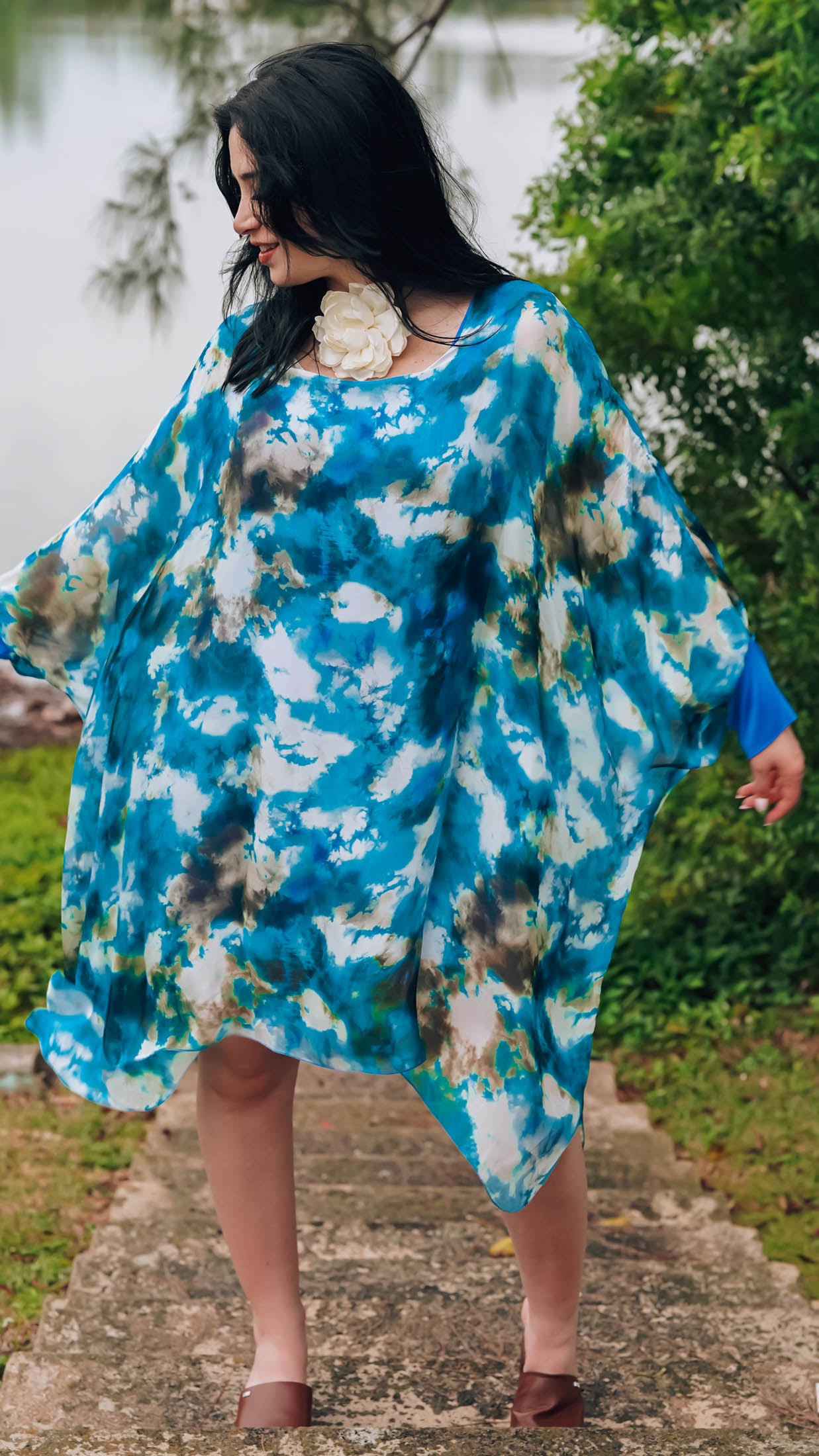 Printed silk tunic