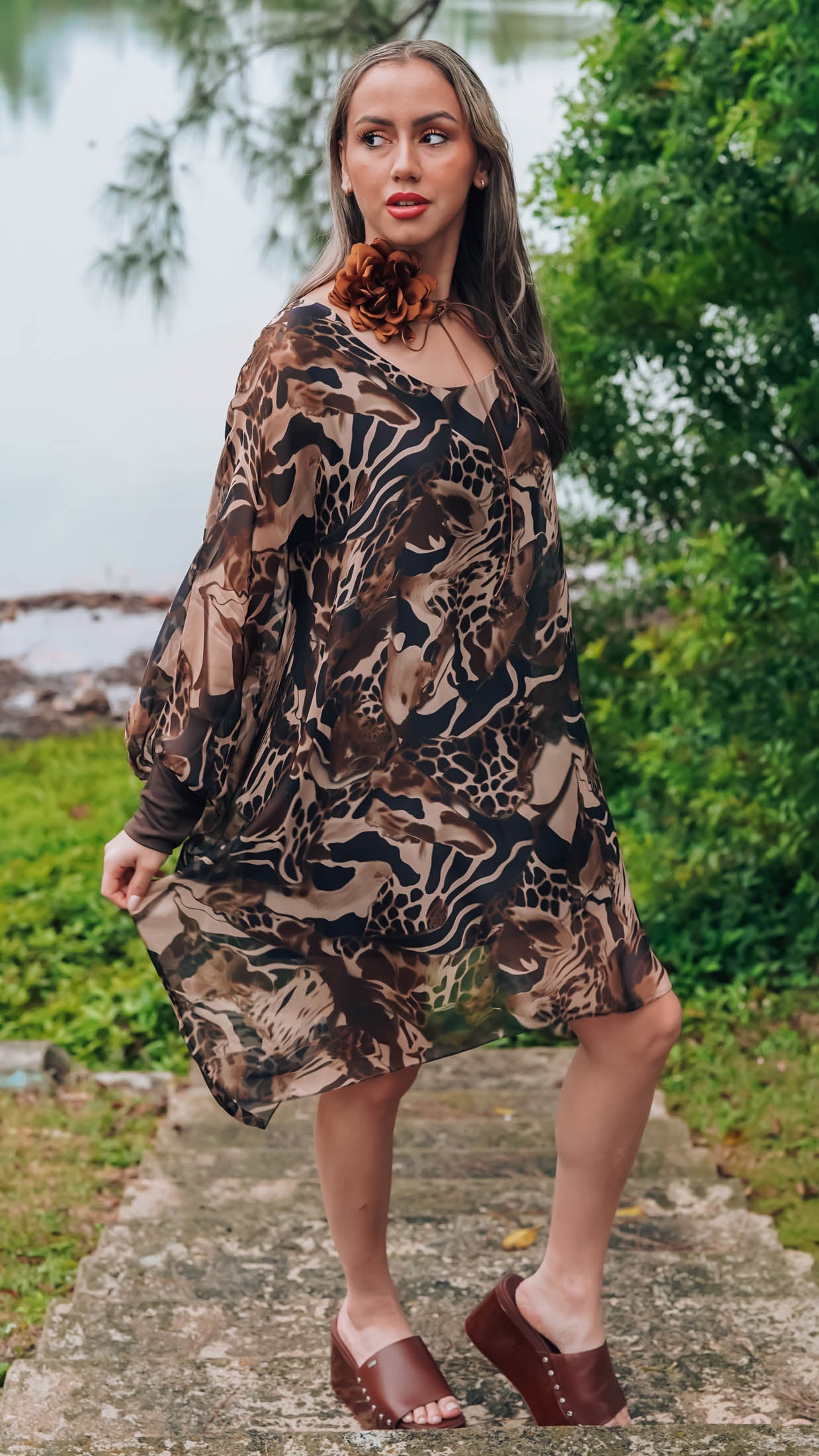 Printed silk tunic