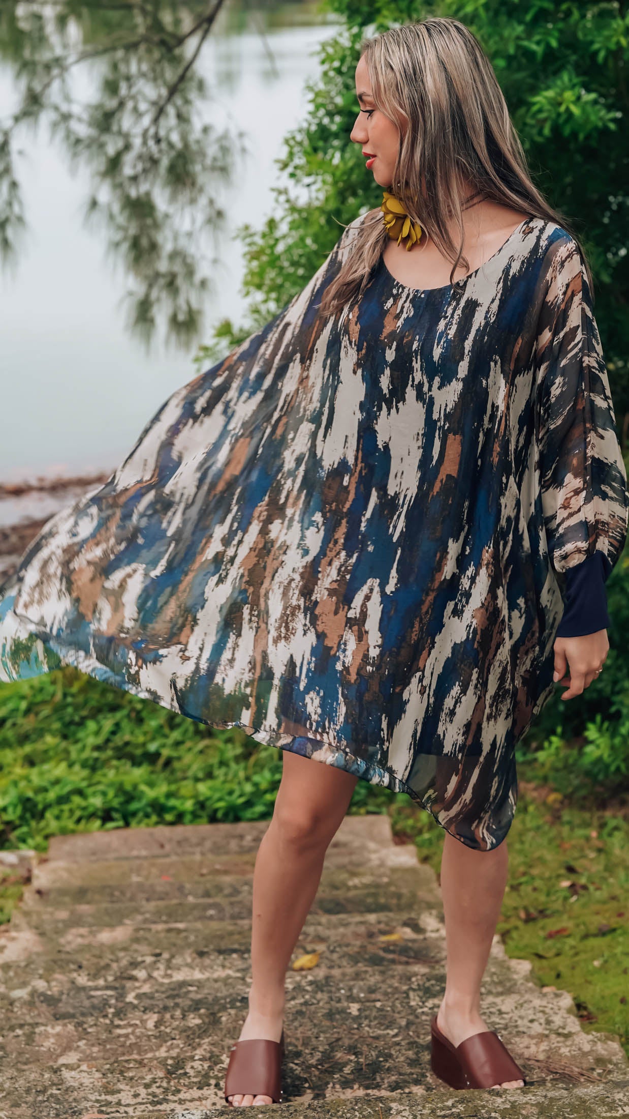 Printed silk tunic